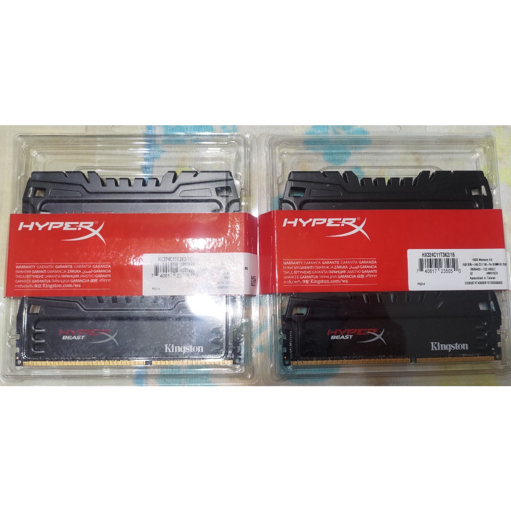 合售兩組 金士頓 HyperX Beast HX324C11T3K2/16 DDR3-2400 16GB (8GB×2)