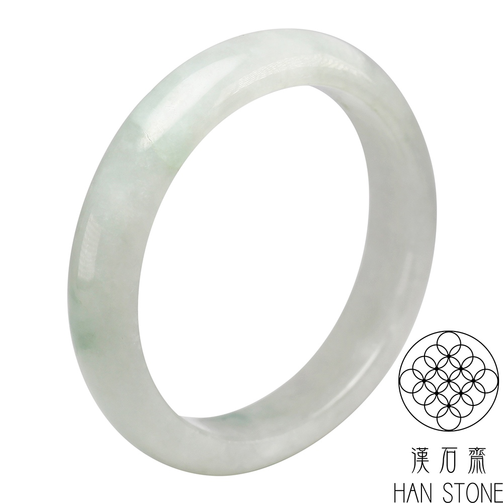 【漢石齋】天然翡翠A貨 手鐲玉鐲 冰糯種飄花(手圍16.9/版寬11.7mm)