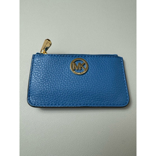 MICHAEL KORS MK 藍色皮革鑰匙零錢包 全新 正品