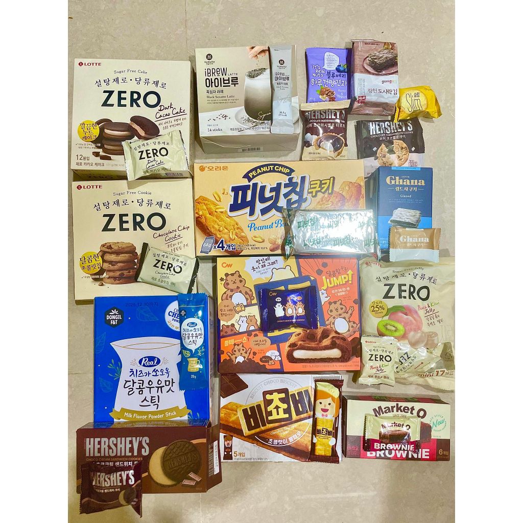 韓國零食試吃 小包裝餅乾 樂天 ZERO無糖 巧克力餅乾 夾心餅乾 蛋糕 水果軟糖 麻糬餅乾 好時 焦糖千層 可頌 海苔