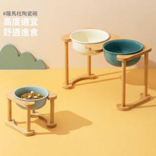 艾爾發寵物 | 羅馬柱架陶瓷寵物碗 平架寵物碗 護頸碗架 加大碗架 陶瓷飛碟碗