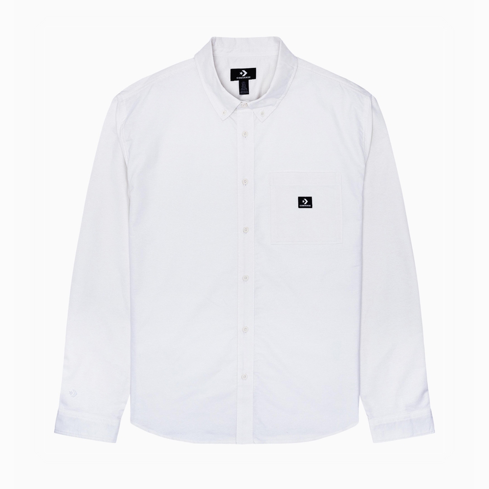 CONVERSE 男長袖襯衫 OXFORD SHIRT -白色- 10026002-A01