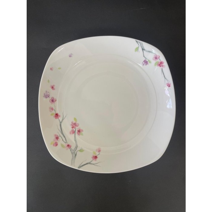 東昇瓷器餐具=粉櫻8.5吋骨瓷方盤