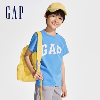 Gap 兒童裝 Logo純棉圓領短袖T恤-天藍色(890880)