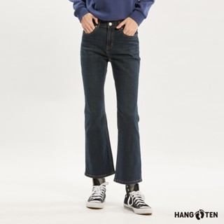 【Hang Ten】女裝-聯名系列-龍耀刺繡小喇叭內刷毛牛仔褲(多色選)
