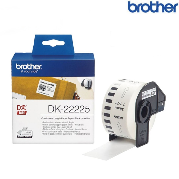 Brother兄弟 DK-22225 連續標籤帶 白底黑字 30.48M (寬度38mm) 標籤貼紙 色帶