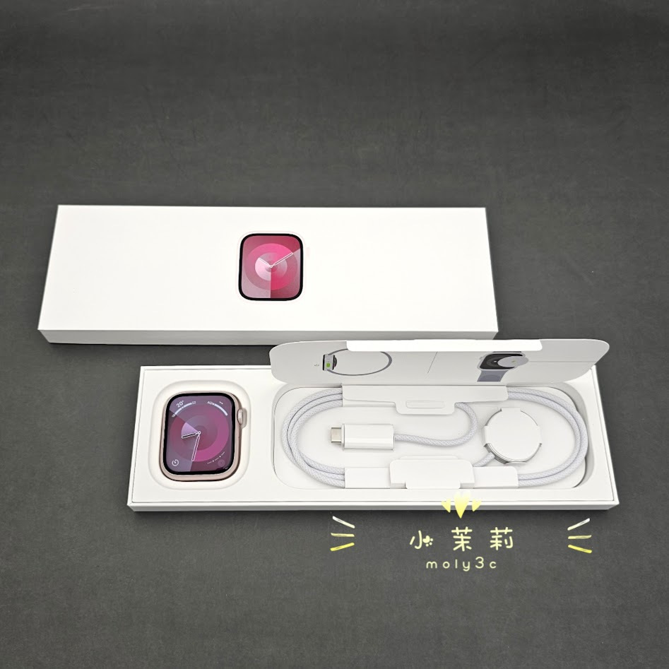 【高雄現貨】電池100% Apple Watch Series 9 GPS 41 公釐 粉 鋁金 運動錶帶 S9 S/M