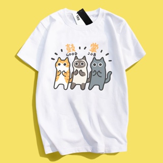 JZ TEE 貓咪-好棒棒 印花衣服短袖T恤S~2XL 男女通用版型