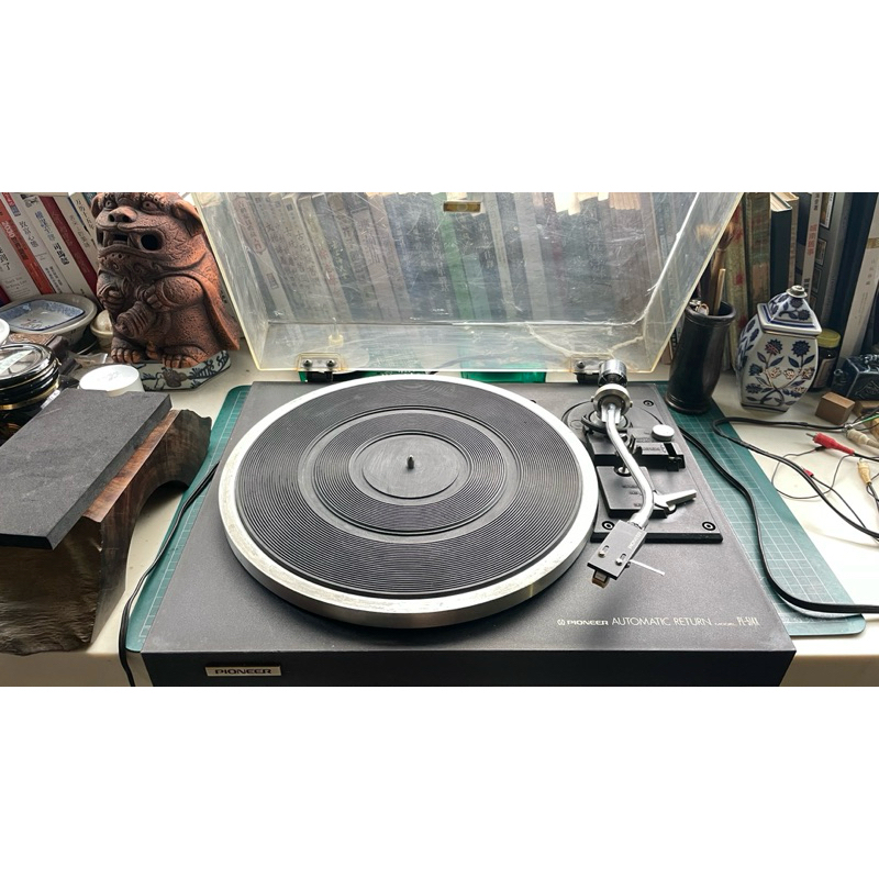 日本製PIONEER老黑膠唱機（搭原廠PIONEER唱頭蓋+PIONEER唱頭）全套  PL-514X 功能正常黑膠唱片