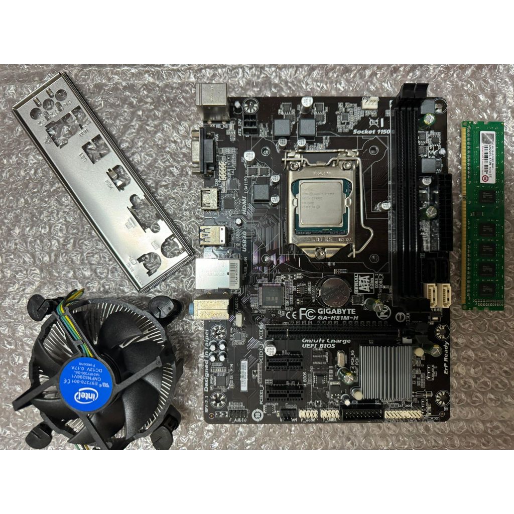 技嘉GA -H81M-H主機板+I5-4460+DDR3-4G+風扇+擋板「二手良品」