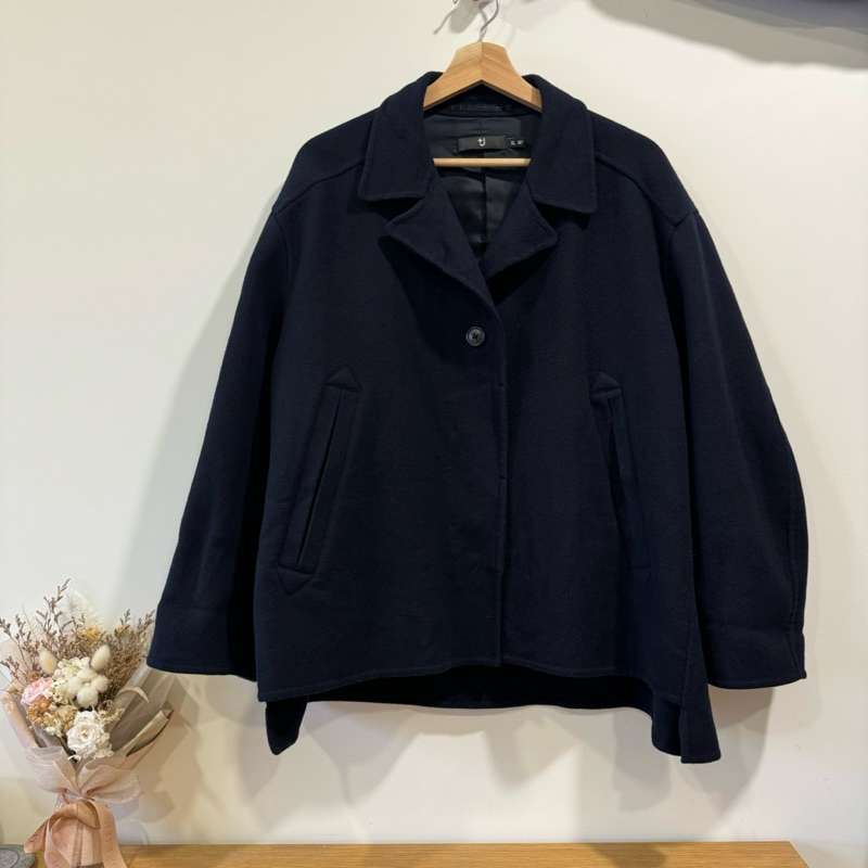 九成新✨Uniqlo +J 雙面織紋襯衫外套XL 海軍藍NAVY（原價$5990）