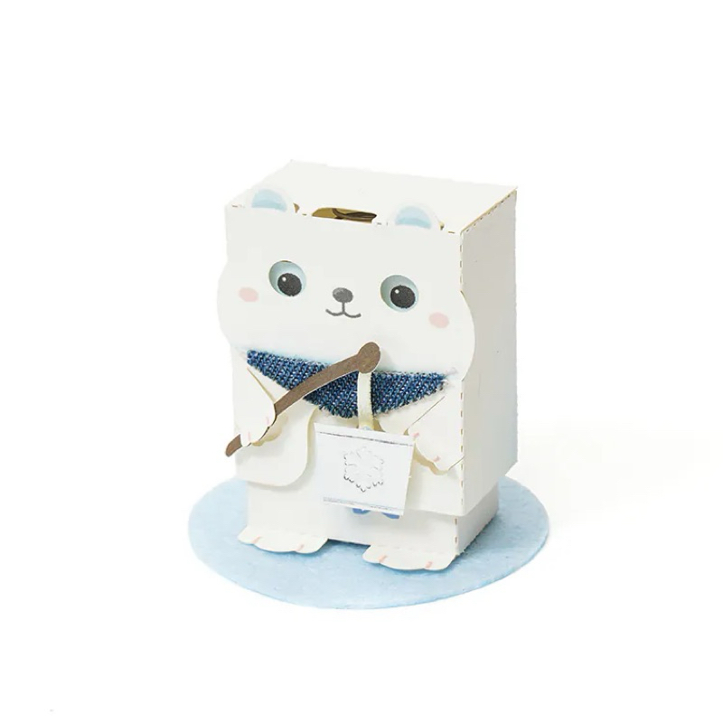 紙模型【按壓動物玩偶】北極熊 DIY 材料包 紙風景 紙雕 動物造型
