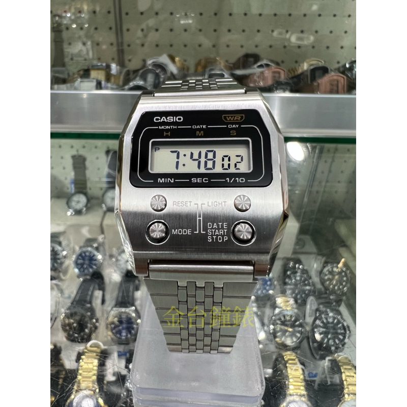 【金台鐘錶】CASIO卡西歐 電子數位 A1100D-1 (銀) 全不鏽鋼 (經典復古潮流)