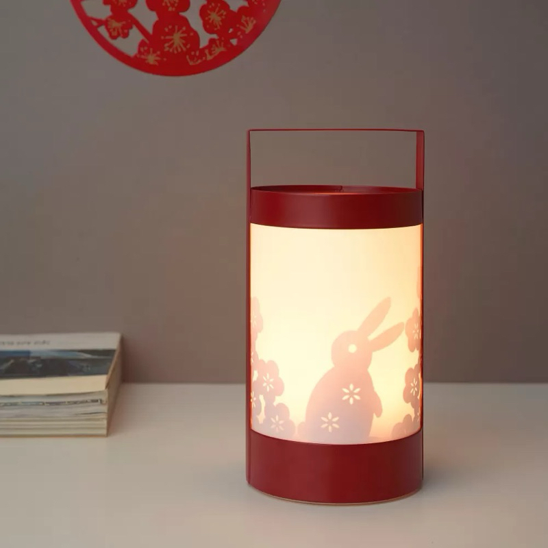 全新IKEA FOSSTA Led兔子年節裝飾桌燈 燈籠 電池式 提燈/紅色