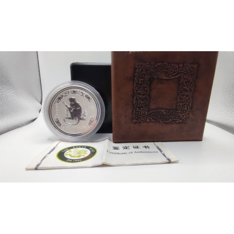 2004年澳大利亞（猴年）生肖5盎司紀念銀幣.原盒證書