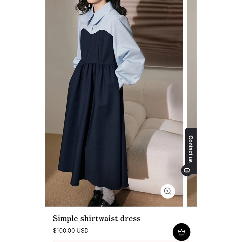 全新轉賣kuose 假兩件式襯衫疊搭洋裝Simple shirtwaist dress學院風