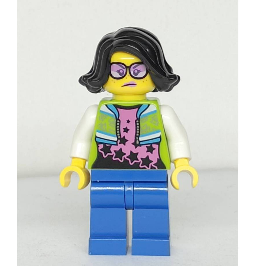 &lt;樂高人偶小舖&gt;正版LEGO 自組人偶C217 龐克外套 女生 戴眼鏡 雙面表情