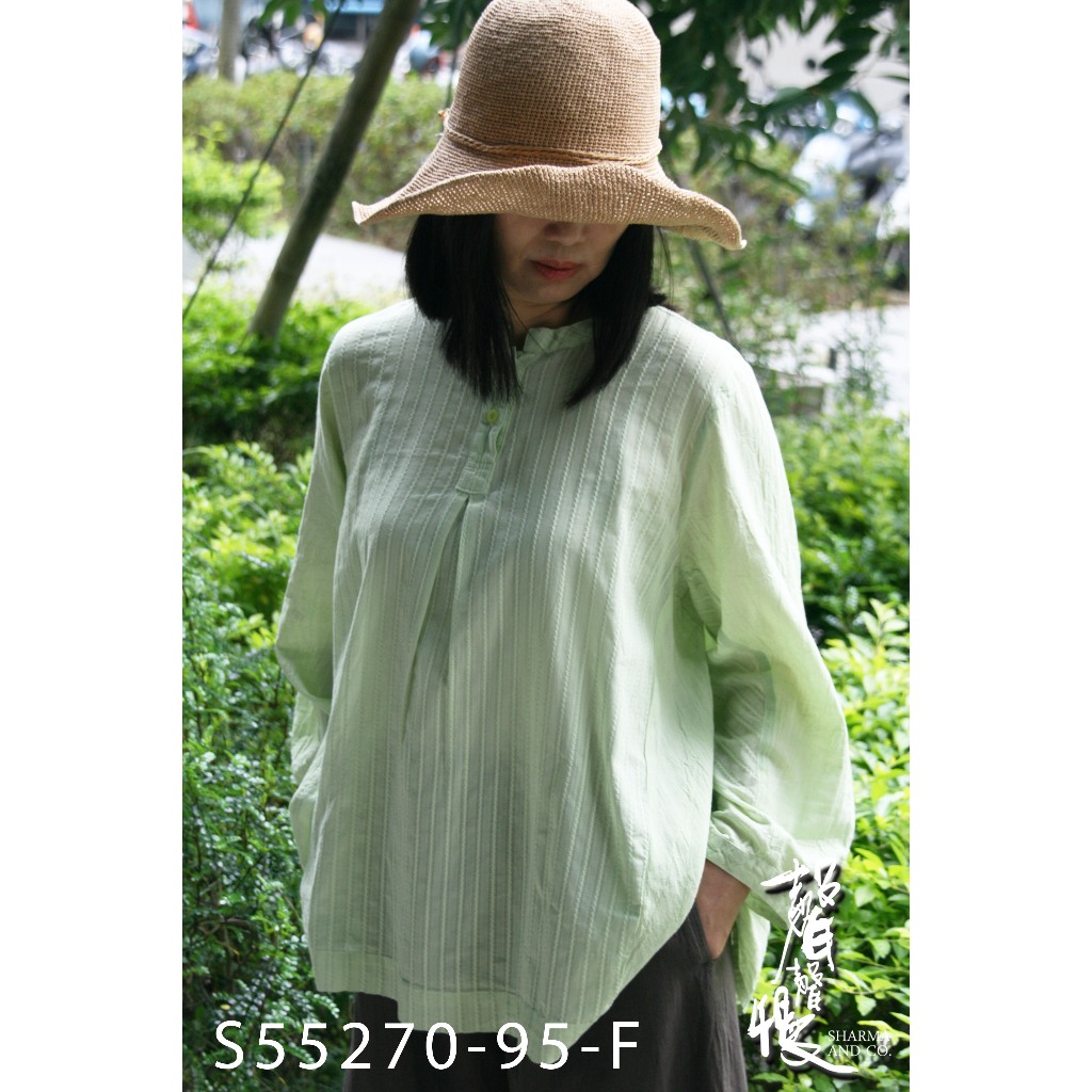 【聲聲慢】時尚感條紋中國式上衣 淑女穿搭 手工染布 中國風 棉麻 手染服飾 古著  傳統服飾