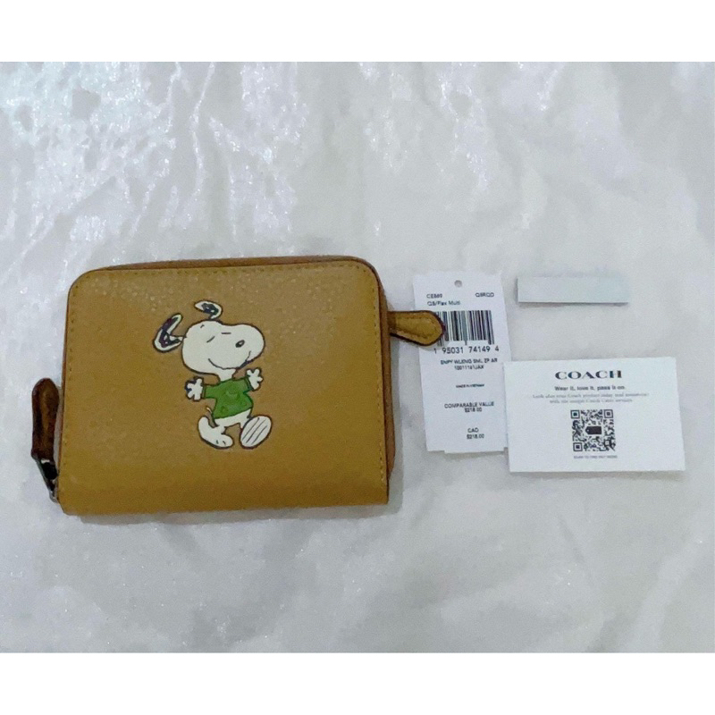 全新Coach X Peanuts 史努比聯名拉鍊式短夾Snoopy