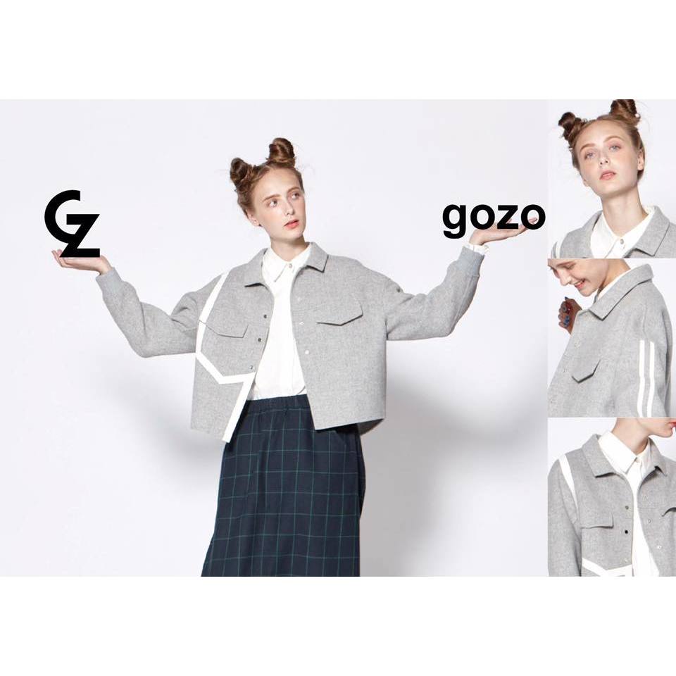 Gozo灰色壓紋個性短版外套M號(剪標品)