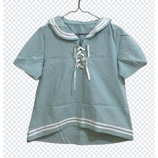 全新 日系軟妹水手服 淺藍色綁帶上衣 制服少女 小清新