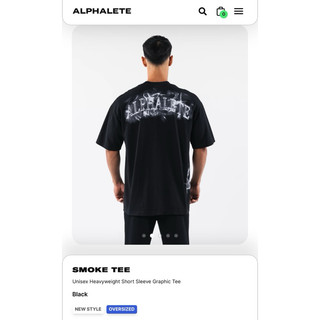 美國 Alphalete Smoke Tee 黑色 銀字體 短袖 上衣 T恤 重訓 健身 運動