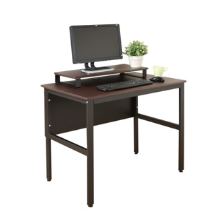 《DFhouse》頂楓90公分電腦辦公桌+桌上架 胡桃色