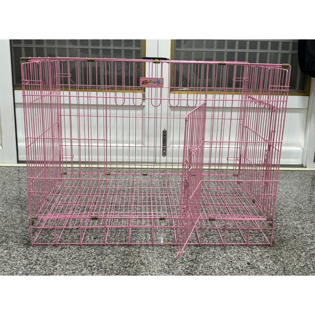二手 [台灣製造] 寵物籠_2.5尺(粉紅色)雙門雙開活動摺疊式/折疊式靜電粉體烤漆 (含運費)