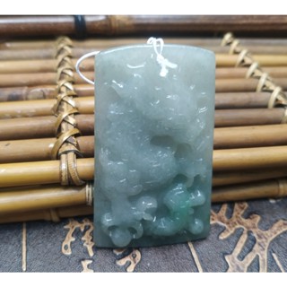 【禾賢行】天然翡翠.緬甸玉.冰油青飄綠花龍牌/龍騰九霄.手工精雕墬子.項鍊.玉珮.H22112601212