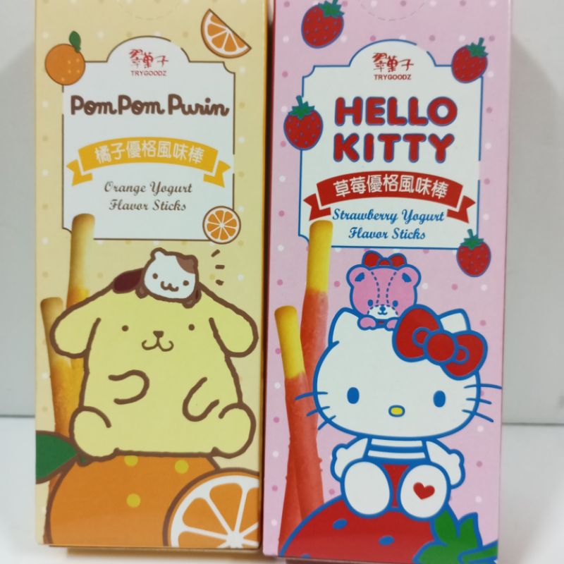 翠菓子-布丁狗橘子/Hello Kitty 草莓優格風味棒 18g到期日：2025/1月