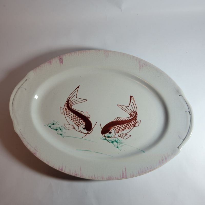 早期 台灣老碗盤 魚盤