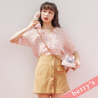 betty’s貝蒂思(31)腰鬆緊斜接排釦褲裙(卡其色)
