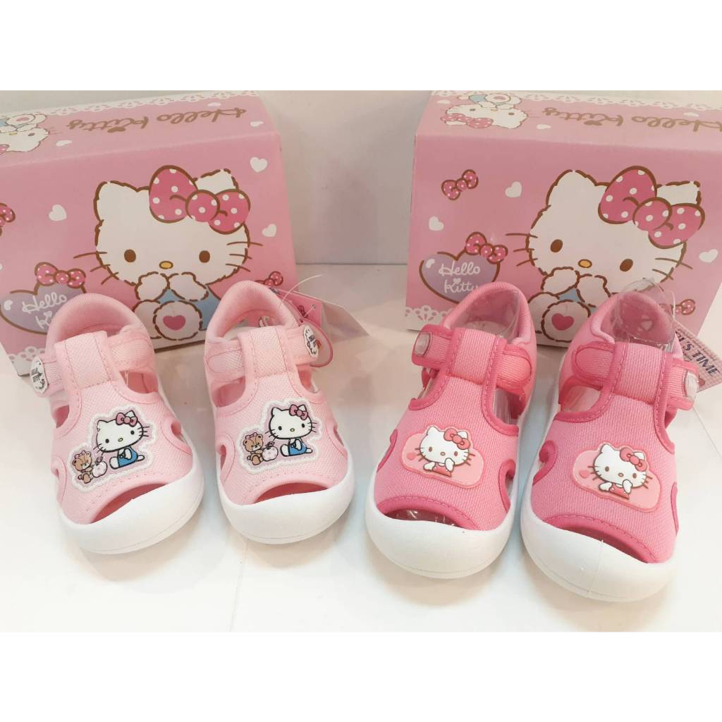[kikishoes]Hello Kitty大頭護指涼鞋拖鞋粉色愛心圖案大頭KITTY圖案台灣製