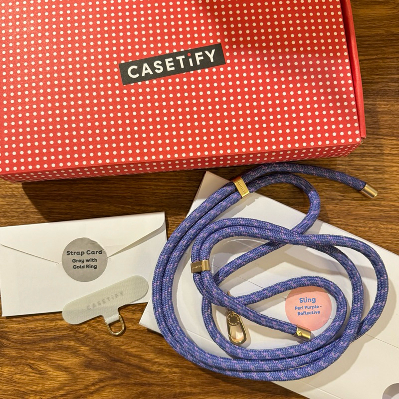 【CASETiFY】編織手機掛繩藍紫配金吊扣（全新）