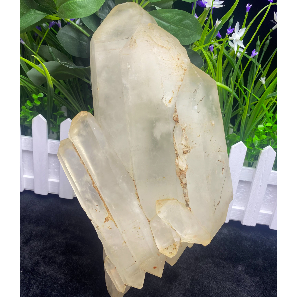 6kg天然水晶馬達加斯加白水晶雙尖浮生老皮水晶骨幹標本居家辦公擺飾