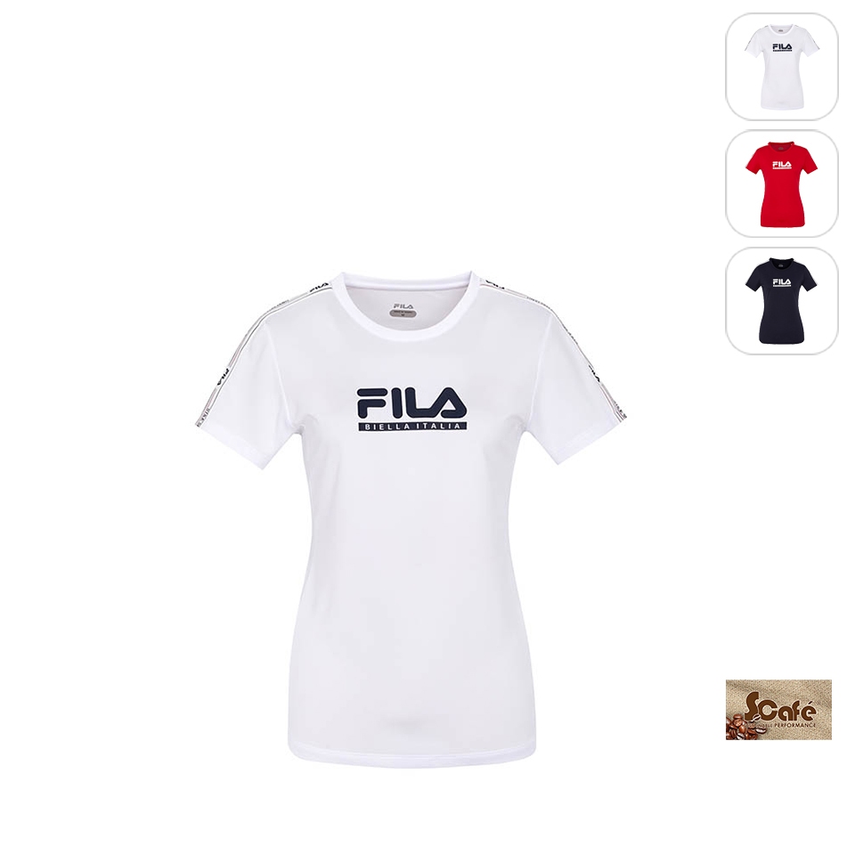 【FILA】女性 短袖 抗UV 吸濕排汗 運動T恤-白色 5TEX-1318-WT