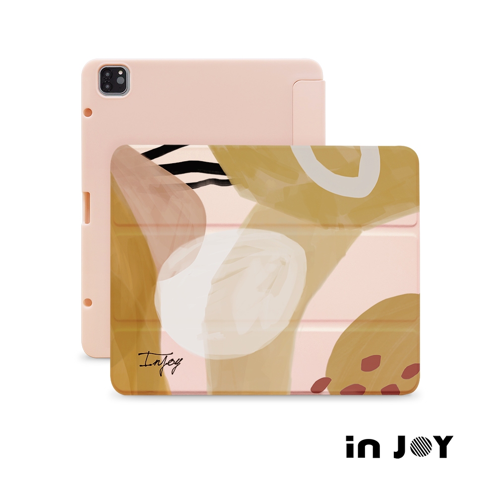 INJOY｜iPad 12.9/Air5/iPad 9/mini 6 奶茶色的慵懶 附筆槽平板保護套