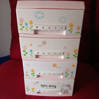 早期 2012年Hello Kitty 四層置物盒 四格收納盒 塑膠材質