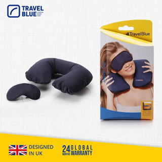 【Travel Blue 藍旅】安心入睡套組(含充氣U型頸枕與眼罩) 頸枕 眼罩