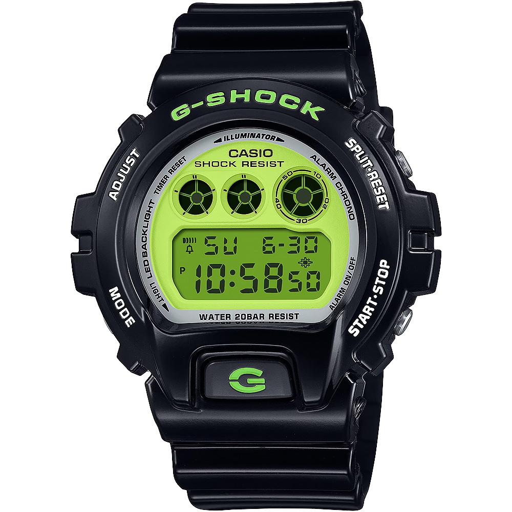 CASIO 卡西歐 G-SHOCK 復刻2000年代色彩電子錶-黑 DW-6900RCS-1