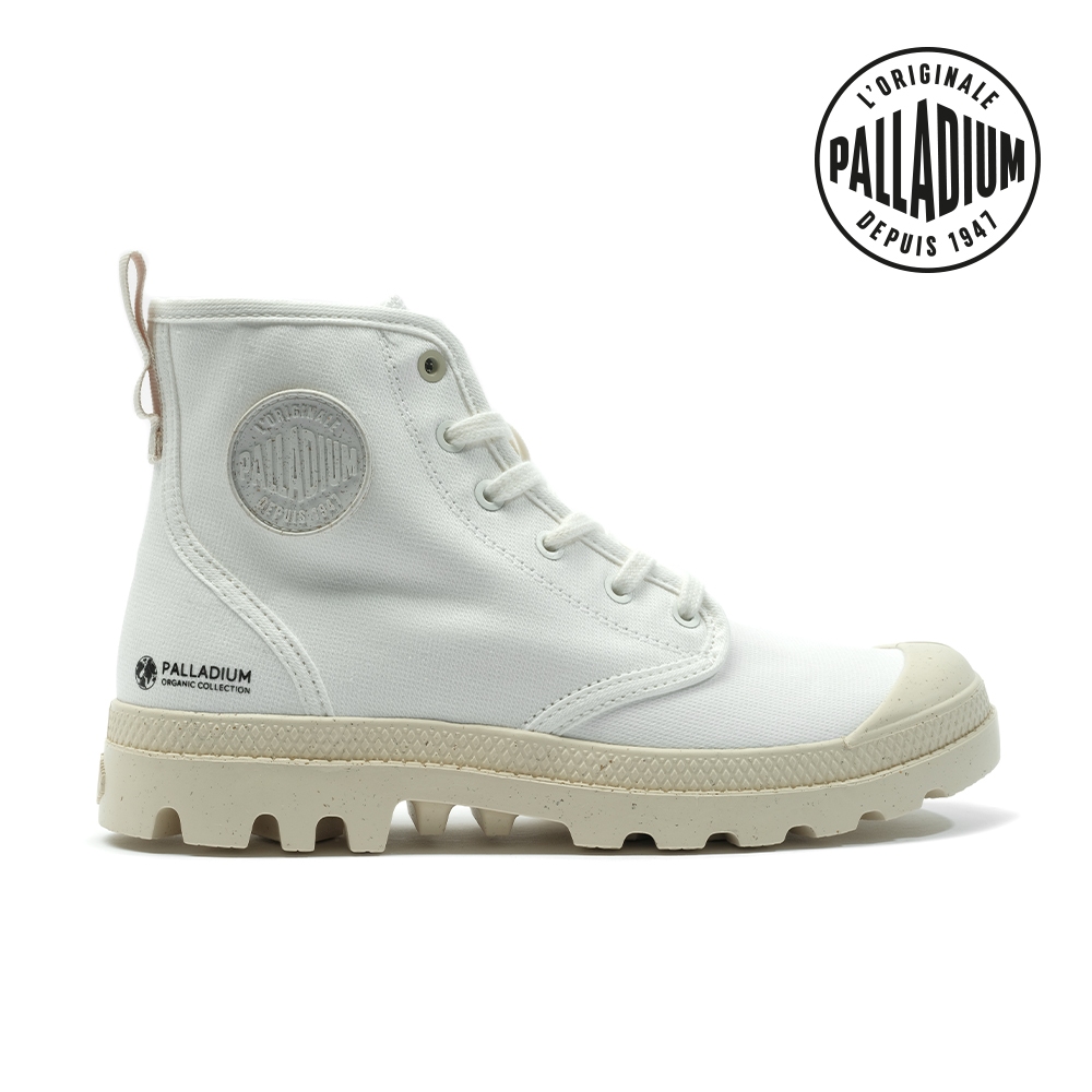 PALLADIUM PAMPA HI ZIP ORGANIC拉鍊有機棉靴/休閒鞋-男鞋/女鞋-白