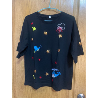 黑色刺繡亮片圖騰上衣 L 可