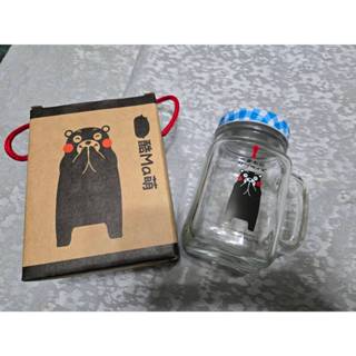 全新 熊本熊造型玻璃杯 帶蓋玻璃杯 熊本熊聯名商品 熊本 九州 日本 玻璃杯罐 酷ma萌 梅森罐