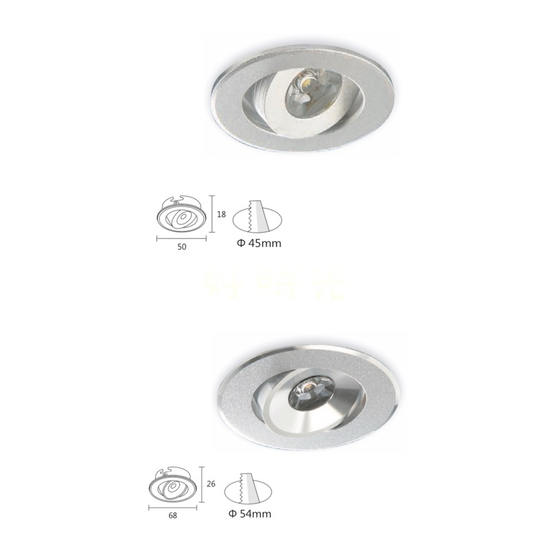 KAOS LED 2W 4.5cm 5.4cm小崁燈 櫥櫃崁燈 銀框 白光自然光黃光 酒櫃燈 可調角度 全電壓