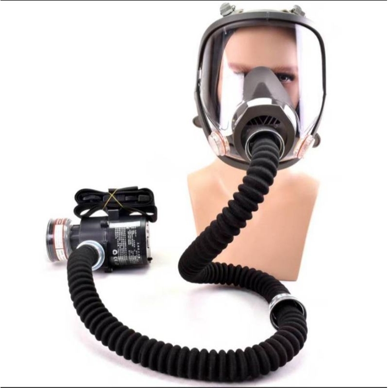 [現貨]電動送風呼吸器 防塵面罩全臉防煙防護全面罩供氣防毒面