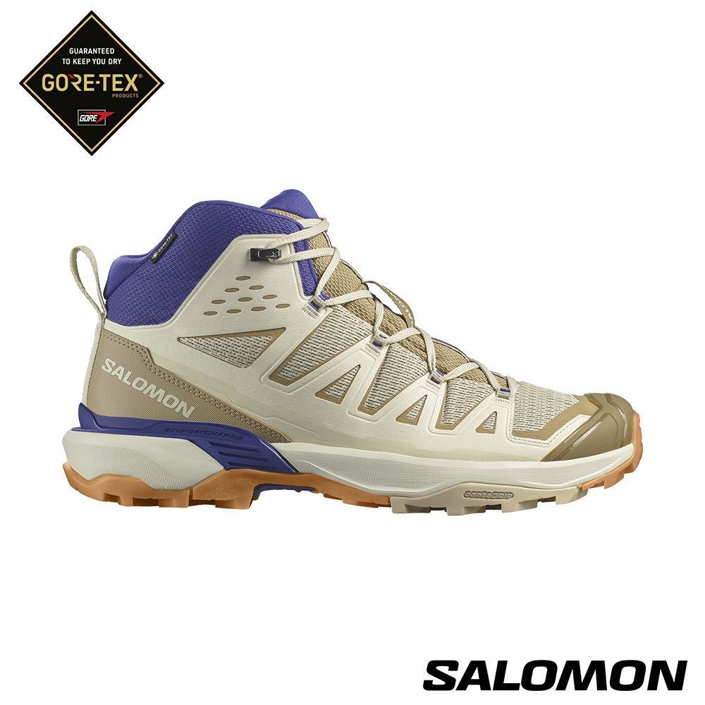 新品【Salomon】男X ULTRA 360 EDGE Goretex中筒登山鞋 [白/棕/藍] 登山 戶外 中筒防水