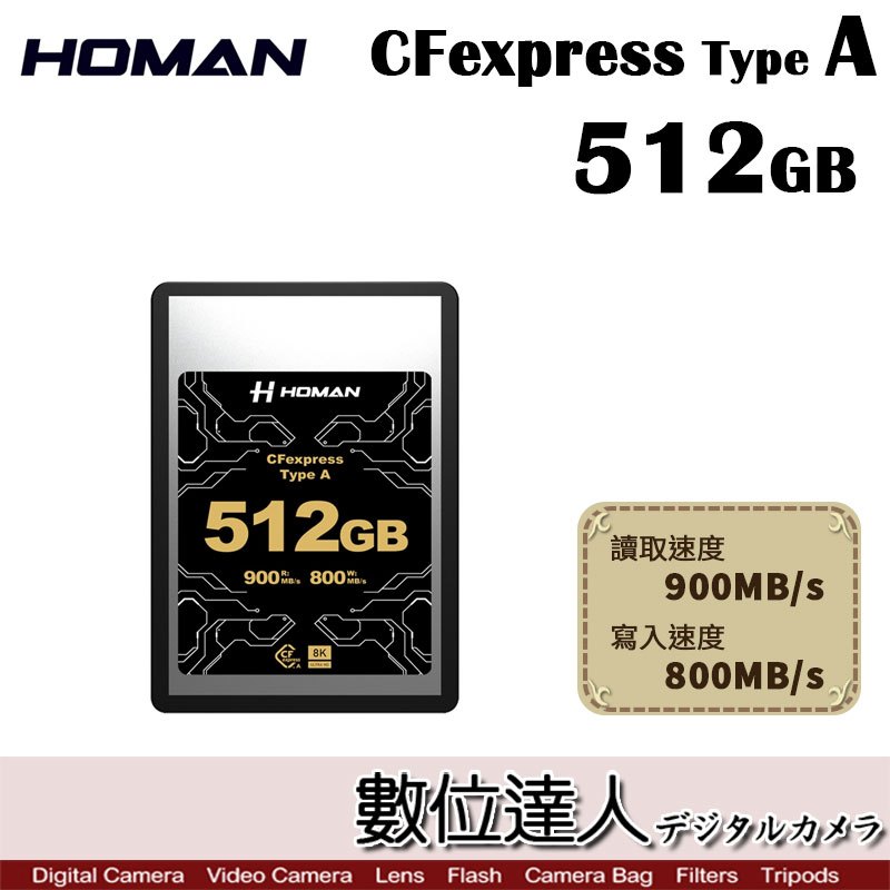 【數位達人】HOMAN CFexpress Type A 512GB 記憶卡 R900 MB/s／FX3 A7R5 A7