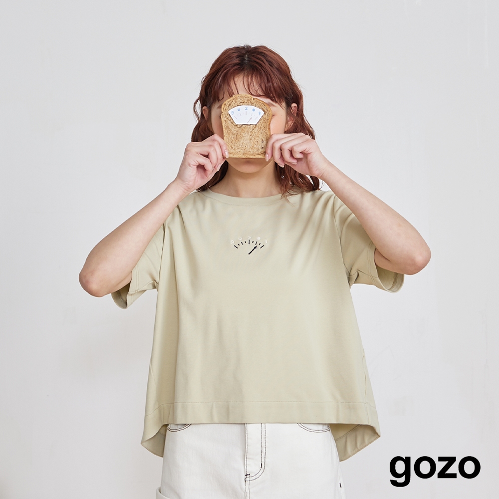 【gozo】體重警示器造型合肩T恤(淺綠/黑色_M/L) | 女裝 圓領 休閒