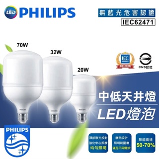 【PHILIPS 飛利浦】【含稅附發票】燈泡 飛利浦燈泡 中低天井燈 LED燈泡 球泡 20W 32W 省電燈泡