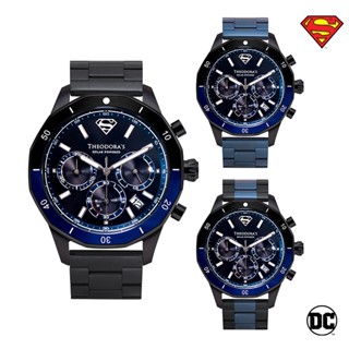 【THEODORA'S】SUPERMAN 太陽能雙色陶瓷圈夜光潛水手錶 黑麵藍黑圈【希奧朵拉】超人